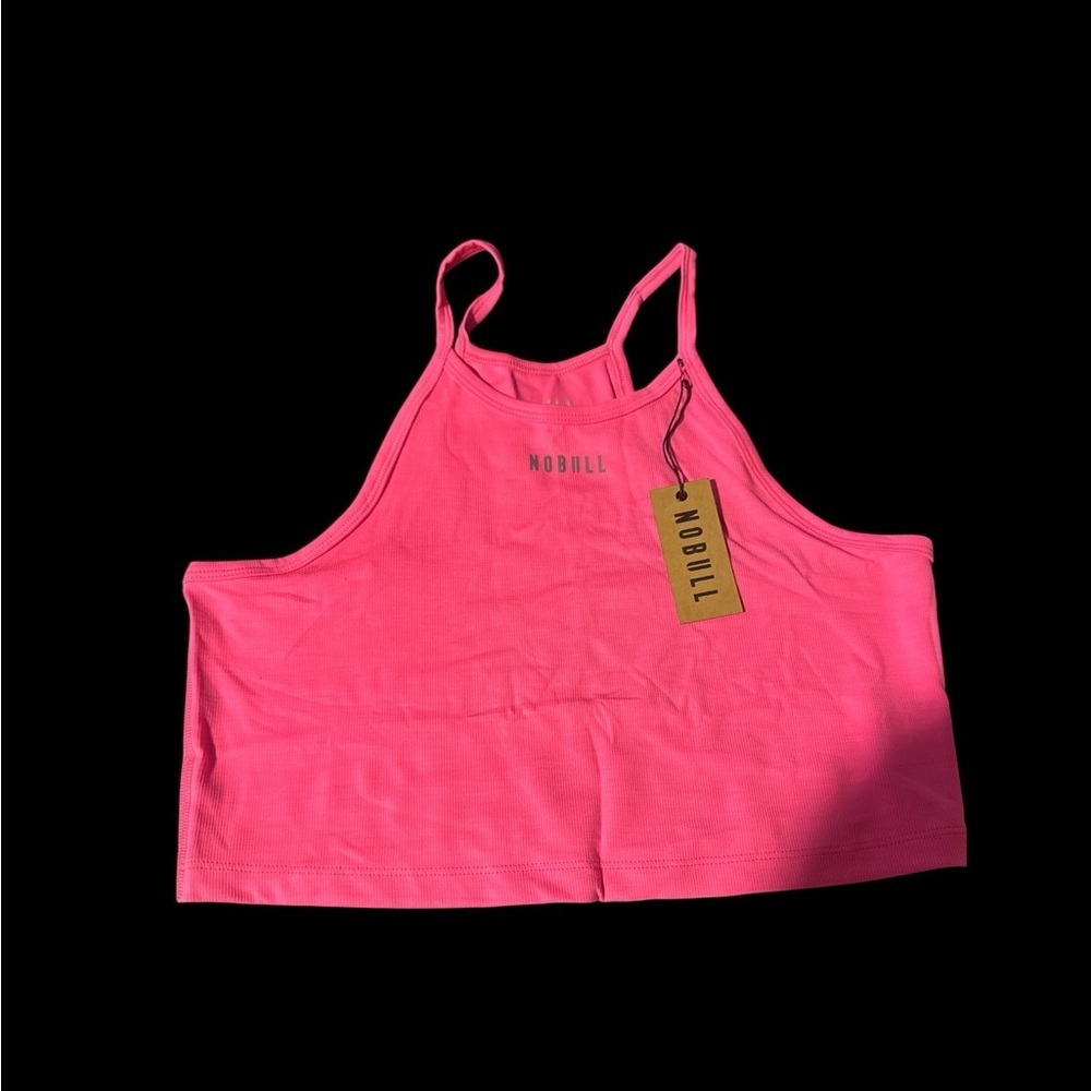 NOBULL Bright Pink Ribbed Crop Top